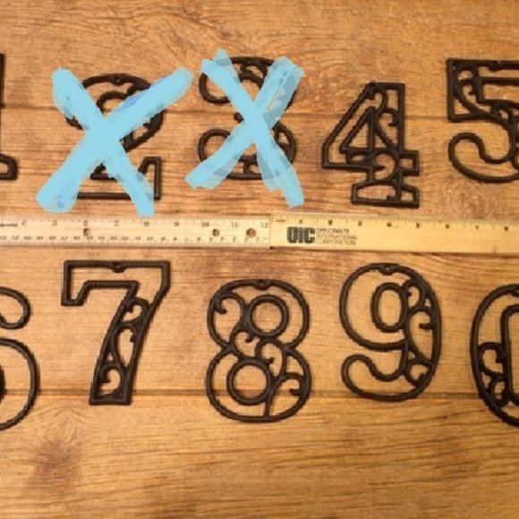 "0"(Zero) House Address Number Ornate Cast Iron Filigree 4 5/8" tall 0184-0558-0 - Picture 15 of 16